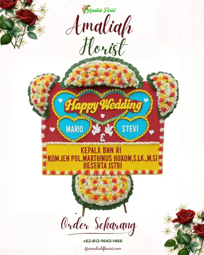 Karangan Papan Bunga Pernikahan di Kadumanis